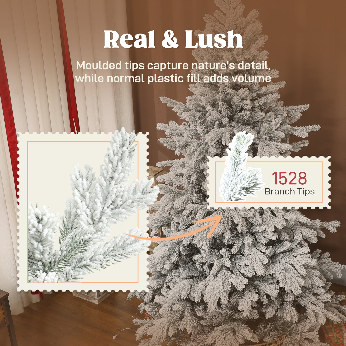 6ft Christmas Tree Artificial - White Frosted Green  1528 Tips