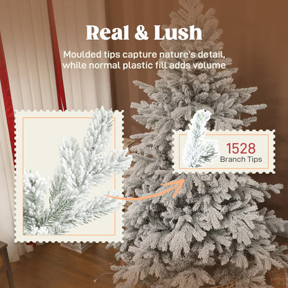 6ft Christmas Tree Artificial - White Frosted Green  1528 Tips