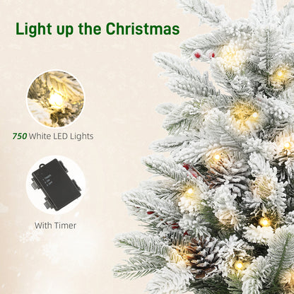 2ft Berries & Pinecones Christmas Tree Artificial - White Frosted Green with LED Lights Warm White 182 Tips