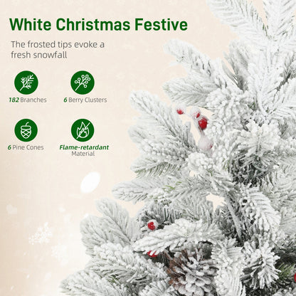 2ft Berries & Pinecones Christmas Tree Artificial - White Frosted Green with LED Lights Warm White 182 Tips