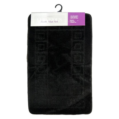 2 Piece Luxurious Bath Mat Set Black