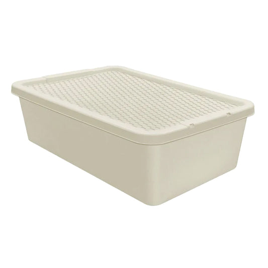 Plastic Storage Box 32 Litres - Beige by Simply Rattan