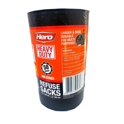 50 Hero Heavy Duty Refuse Sacks (100 Litre)