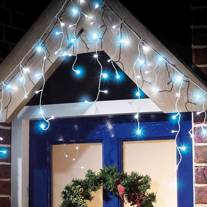 Fairy Icicle Christmas Lights Animated Blue & White Outdoor 300 LED by Astralis Primary Image
