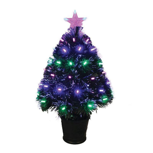 2ft Fibre Optic Christmas Tree Artificial - with LED Lights Pink & Green Primary Image