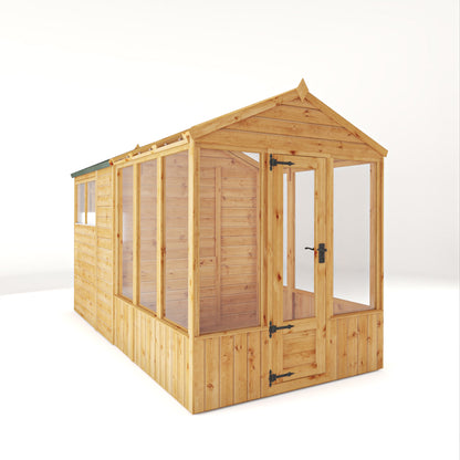 Mercia Woodsman 12' 3" x 6' 3" Apex Combi Greenhouse Shed - Premium Dip Treated Shiplap- Styrene Windows