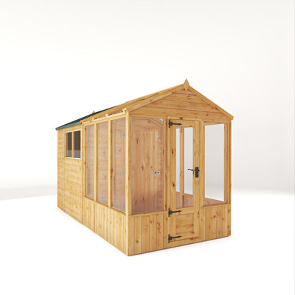 Mercia Woodsman 12' 3" x 6' 3" Apex Combi Greenhouse Shed - Premium Dip Treated Shiplap- Styrene Windows