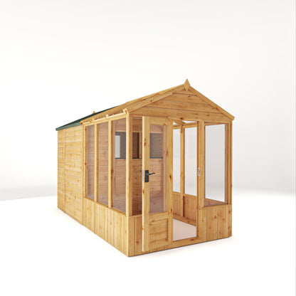 Mercia Woodsman 12' 3" x 6' 3" Apex Combi Greenhouse Shed - Premium Dip Treated Shiplap- Styrene Windows