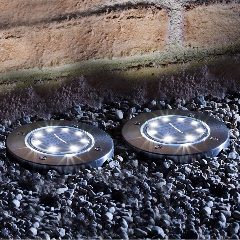 2 Pack Solar Deck Light 8 LED 11.5cm