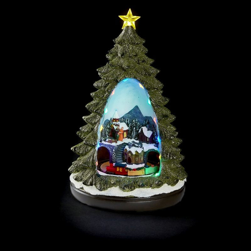 Christmas Tree with Turning Train Decoration - 14 LEDs Primary Image