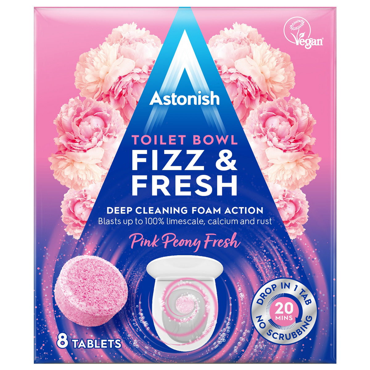 Astonish Toilet Bowl Cleaner Fizz Fresh Pink Peony - 8 Tablets Primary Image
