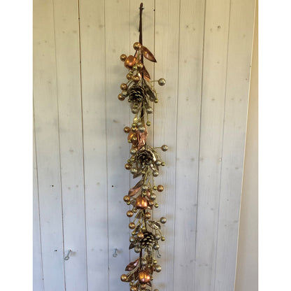 Berries & Twigs Garland Christmas Decoration Gold & Copper with Pinecones & Berries Pattern - 77cm Champagne by Florelle Primary Image