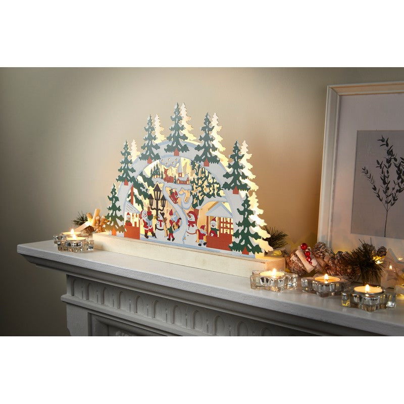 Wood Winter Christmas Scene 7 LED Warm White 47.5cm by Astralis Primary Image