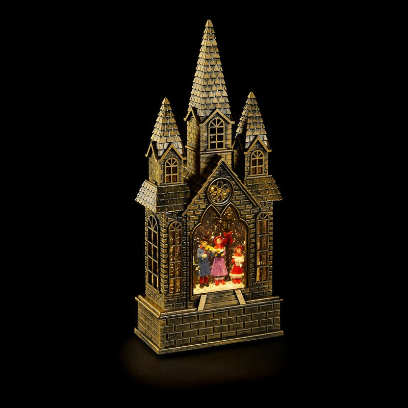 Church Glitter Snow Lantern With Choir Warm White LED 35.5cm by Astralis Primary Image