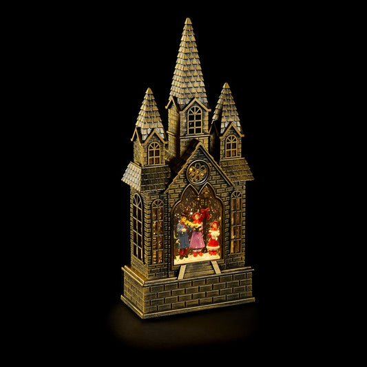 Church Glitter Snow Lantern With Choir Warm White LED 35.5cm by Astralis Primary Image