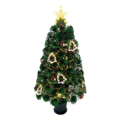 3ft Fibre Optic Christmas Tree Artificial - Dark Green Fibre Optic Warm White Primary Image