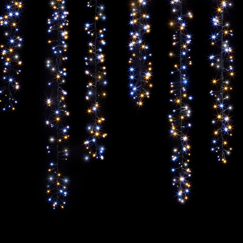 Christmas Cluster Icicle Lights Snowfall White & Warm White Outdoor 576 LED - 2.5m by Astralis