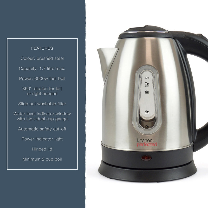 Cordless Kettle Brushed Steel Fast Boil 3000W only