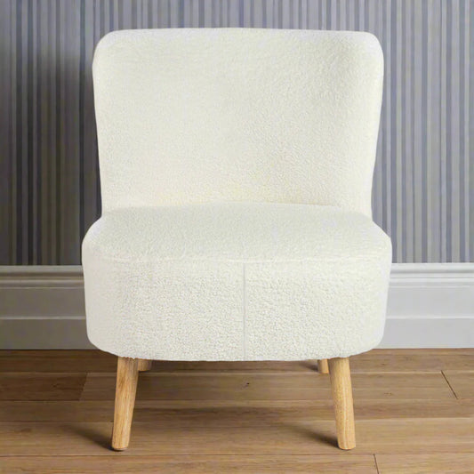Teddy Dining Chair Wood & Fabric White by Hamilton McBride