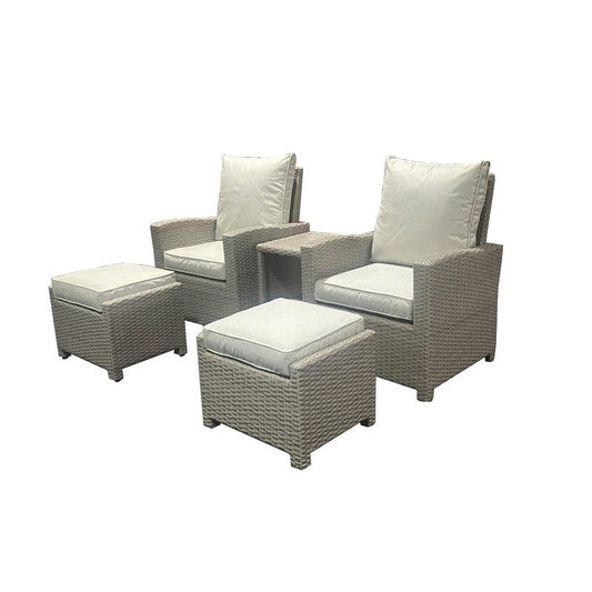 Arles Rattan Garden Relaxer Set by Croft - 2 Seats Light Grey