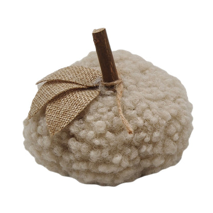 Pumpkin Halloween Decoration Brown Beige or White with Knit Pattern - 10cm