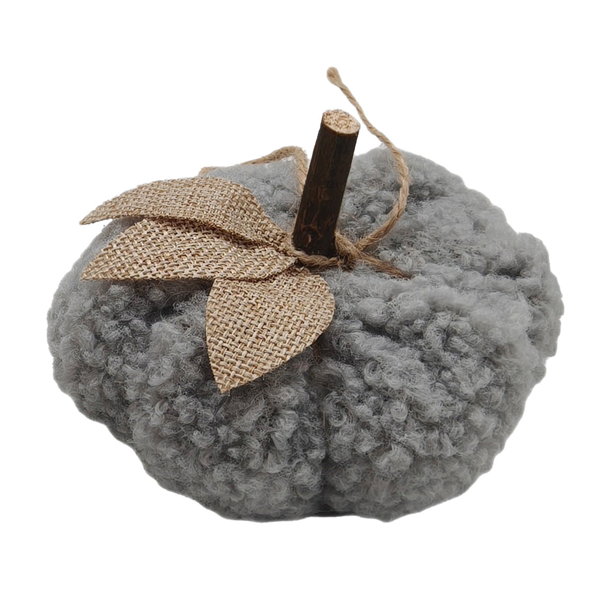 Pumpkin Halloween Decoration Brown Beige or White with Knit Pattern - 10cm