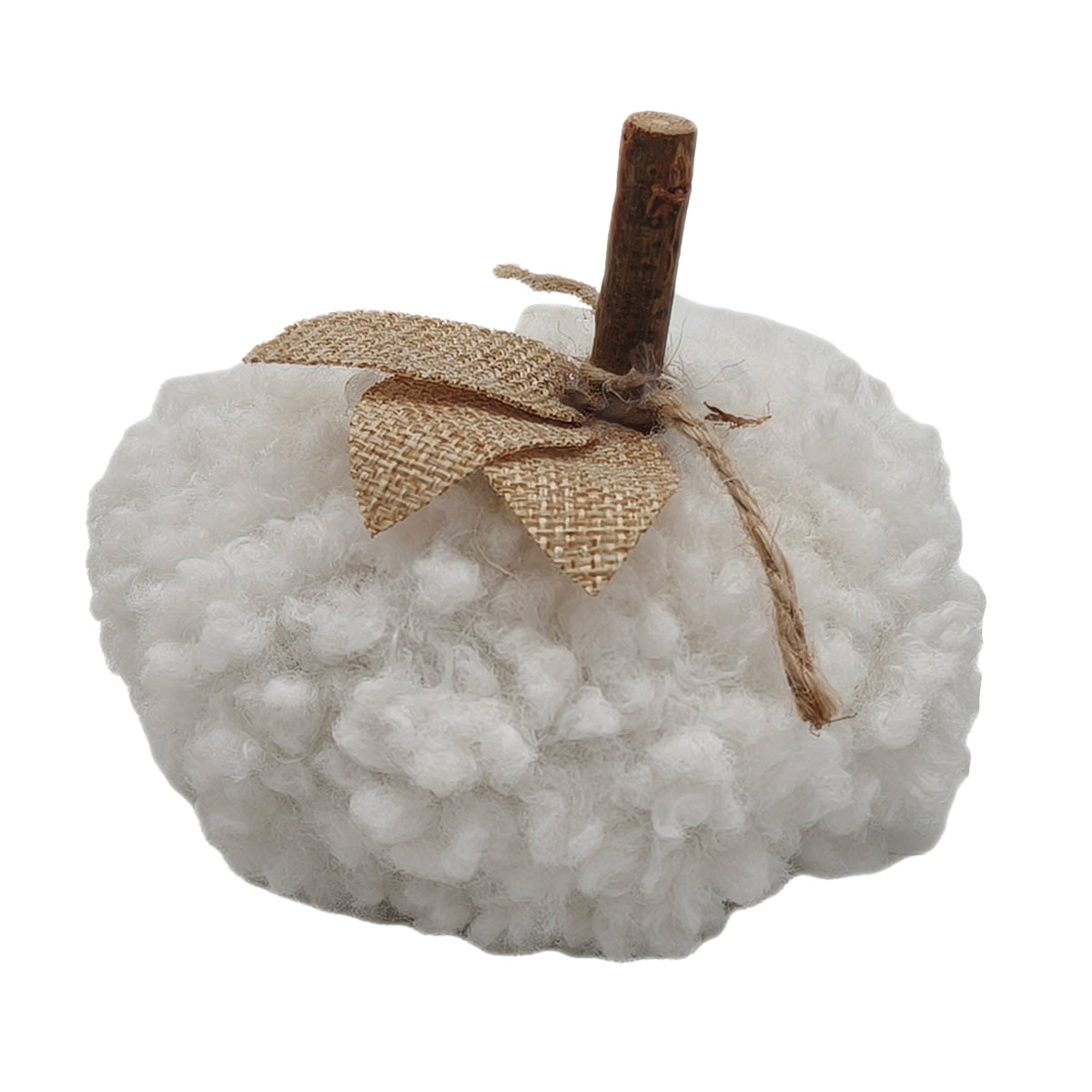 Pumpkin Halloween Decoration Brown Beige or White with Knit Pattern - 10cm