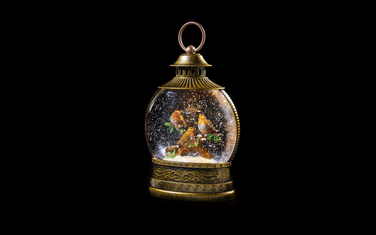 Christmas Lantern With Robin Warm White by Astralis