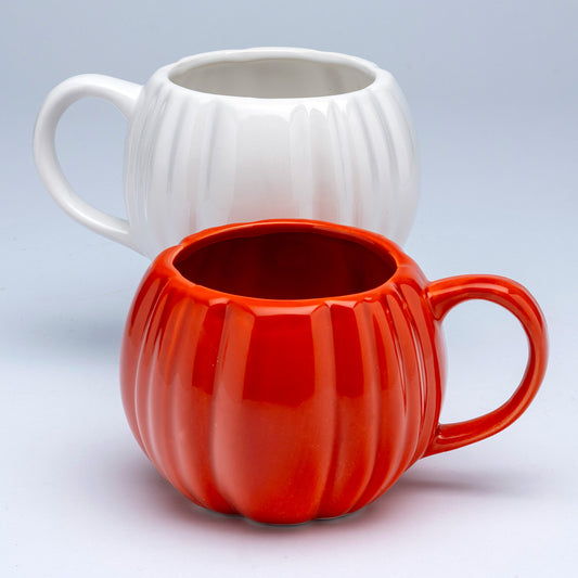 Pumpkin Shaped Mug Halloween Decoration Orange or White - 10cm by Hamilton McBride