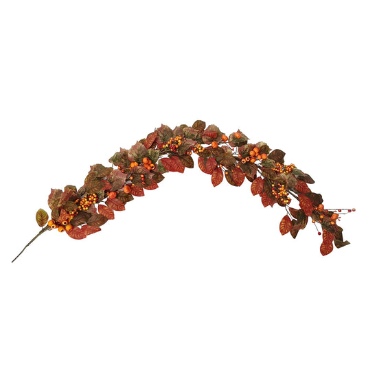 Leaves And Berries Garland Halloween Decoration Green & Red - 140cm by Hamilton McBride