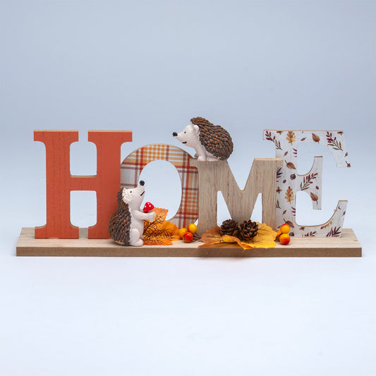 Home Hedgehogs Display Halloween Decoration Multicoloured with Leaf Pattern - 32cm by Hamilton McBride