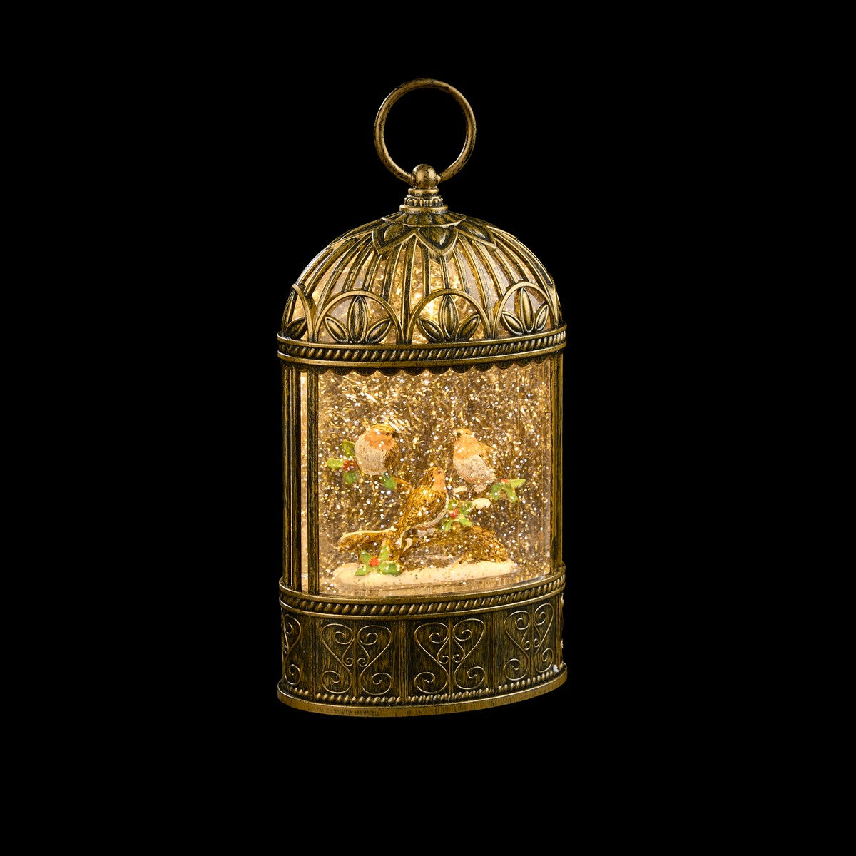 Christmas Lantern With Robin Warm White LED by Astralis