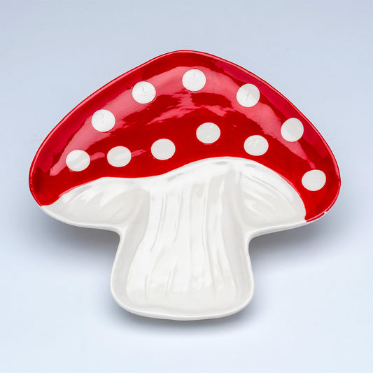 Toadstool Plate Halloween Decoration Red & White with Polka dots Pattern - 18.5cm by Hamilton McBride