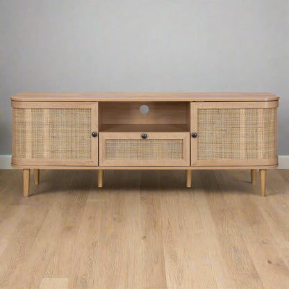 Stockholm TV Unit Beige 1 Shelf 1 Drawer 2 Doors