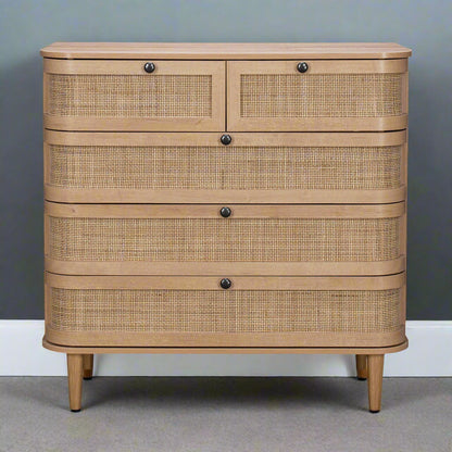Stockholm Chest of Drawers Beige 5 Drawers