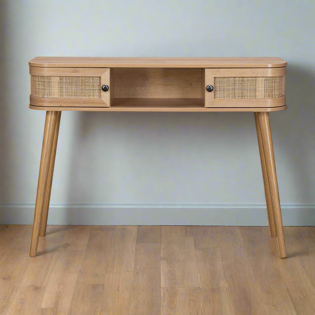 Stockholm Console Table Beige 1 Shelf 2 Doors