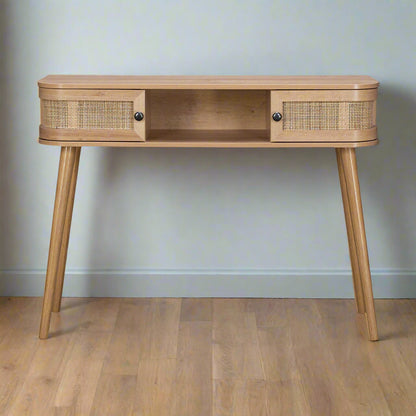 Stockholm Console Table Beige 1 Shelf 2 Doors