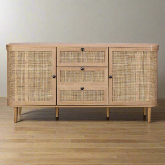 Stockholm Large Sideboard Beige 2 Doors 4 Shelves 3 Drawers