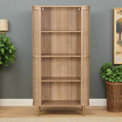 Stockholm Tall Bookcase Beige 4 Shelves