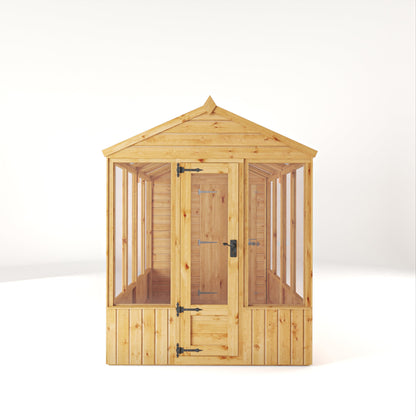 Mercia Woodsman 14' 2" x 6' 3" Apex Combi Greenhouse Shed - Premium Dip Treated Shiplap- Styrene Windows