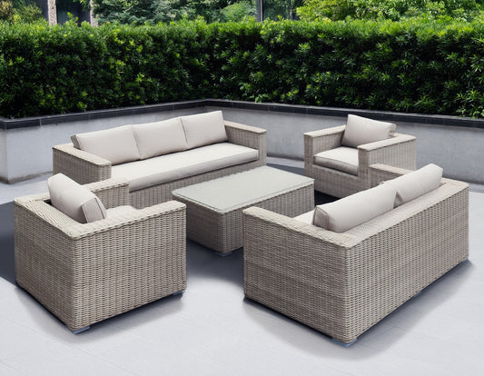 Rattan Garden Sofa Set by Mayfair - 7 Seats Grey