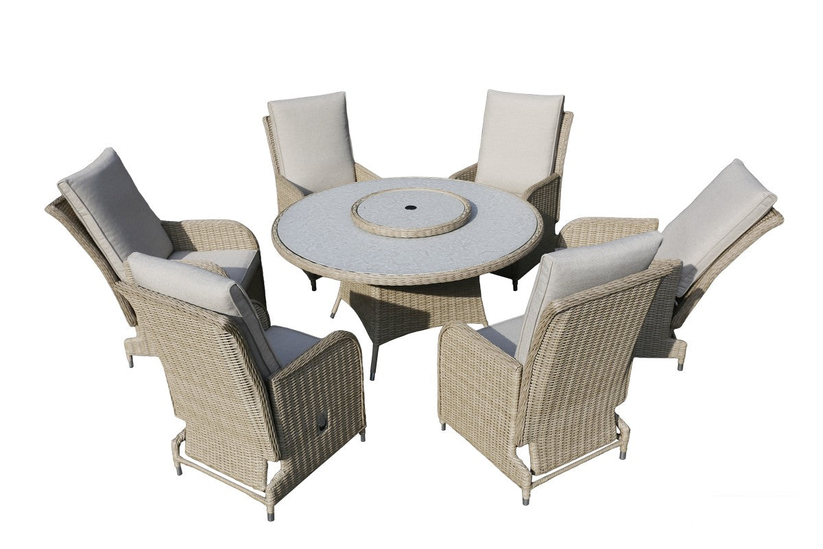 Rattan Garden Patio Dining Set by Mayfair - 6 Seats Grey