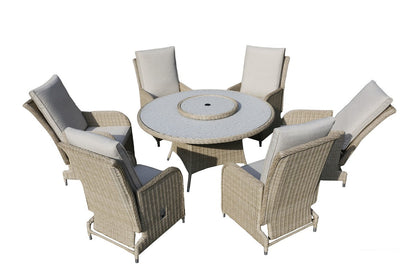 Rattan Garden Patio Dining Set by Mayfair - 6 Seats Grey