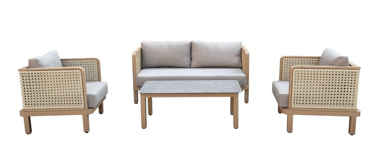 Garden Patio Dining Set by Croft - 4 Seats Grey Cushions