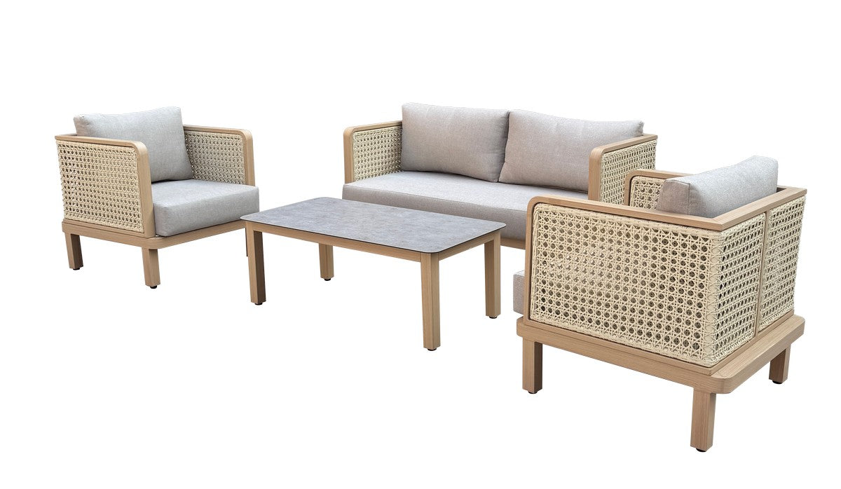 Garden Patio Dining Set by Croft - 4 Seats Grey Cushions