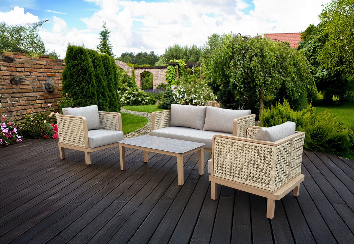 Garden Patio Dining Set by Croft - 4 Seats Grey Cushions Primary Image