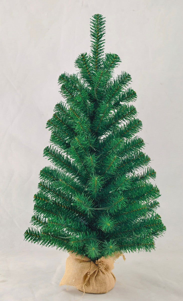 3ft Burlap Base Christmas Tree Artificial - Dark Green with LED Lights Warm White 100 Tips  by Merry & Bright