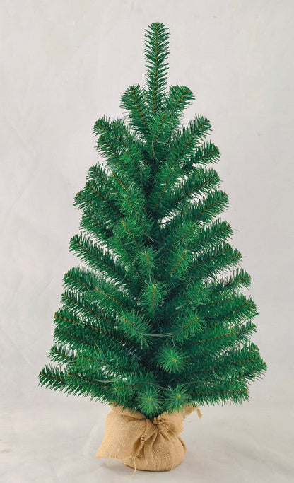3ft Burlap Base Christmas Tree Artificial - Dark Green with LED Lights Warm White 100 Tips  by Merry & Bright