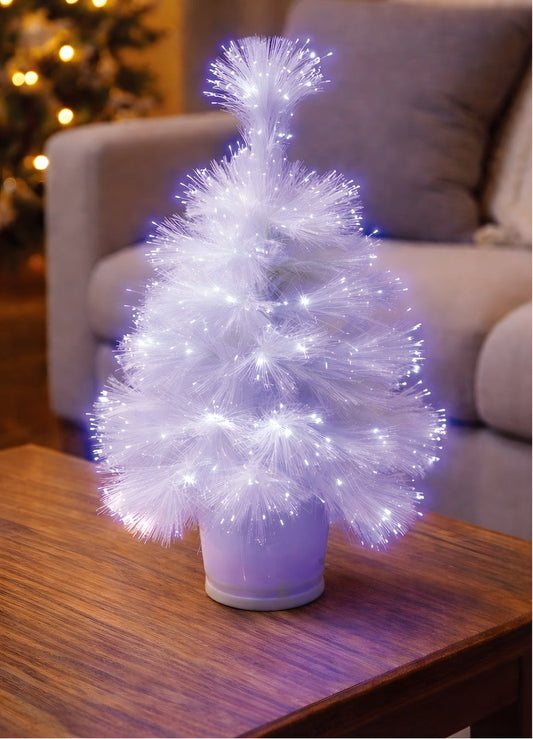 2ft Christmas Tree Artificial - White Fibre Optic White 60 Tips  by Merry & Bright