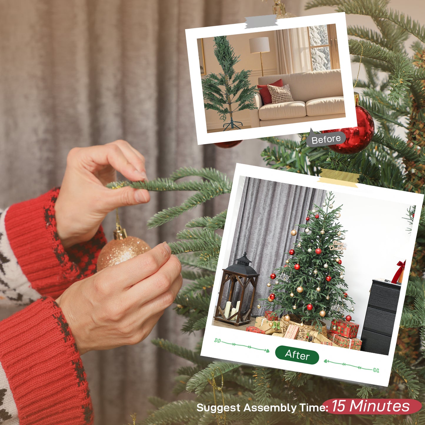 5ft Full Spruce Christmas Tree Artificial -  1375 Tips